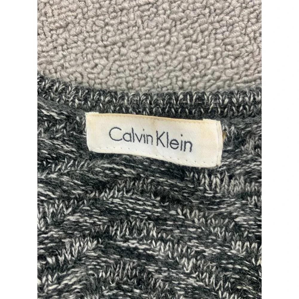 Calvin Klein Cardigan Women Small‎ Open Tie Belt Marled Wool Knit Sweater Gray - Picture 3 of 7